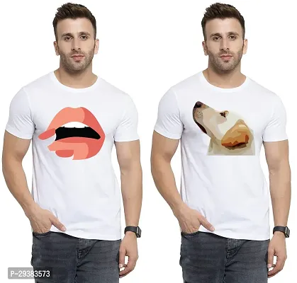 Reliable White Polycotton Printed T-Shirt For Men Pack Of 2-thumb0