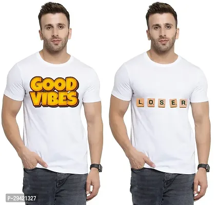 Stylish White Polycotton T-Shirt For Men Pack Of 2-thumb0