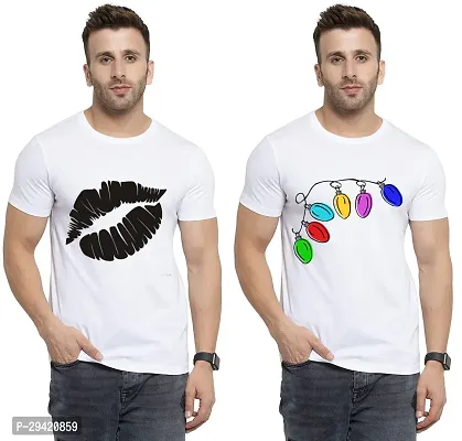 Stylish White Polycotton T-Shirt For Men Pack Of 2-thumb0