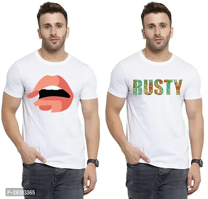 Reliable White Polycotton Printed T-Shirt For Men Pack Of 2-thumb0