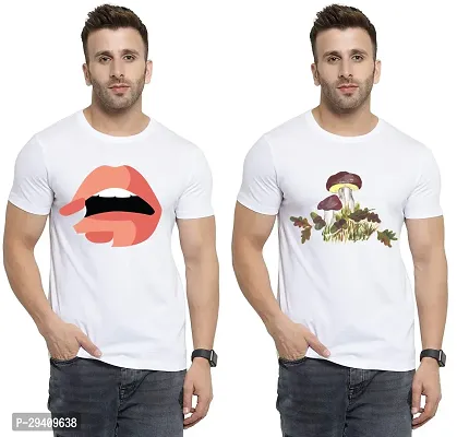 Comfortable White Polycotton Tees For Men Pack Of 2