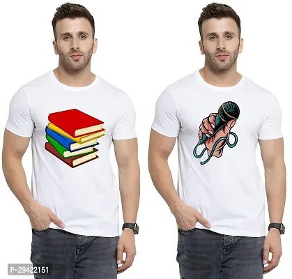 Stylish White Polycotton T-Shirt For Men Pack Of 2-thumb0