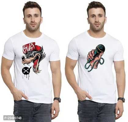 Comfortable White Polycotton Tees For Men Pack Of 2