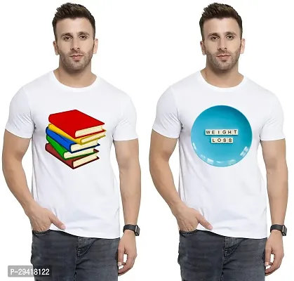 Stylish White Polycotton T-Shirt For Men Pack Of 2