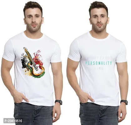 Stylish White Polycotton T-Shirt For Men Pack Of 2-thumb0