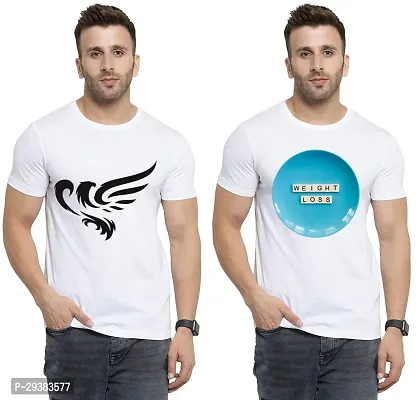 Reliable White Polycotton Printed T-Shirt For Men Pack Of 2-thumb0