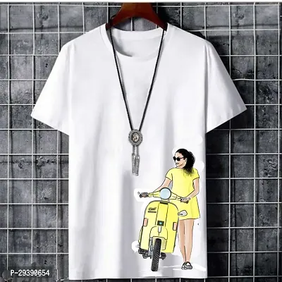 Reliable White Polycotton Printed T-Shirt For Men