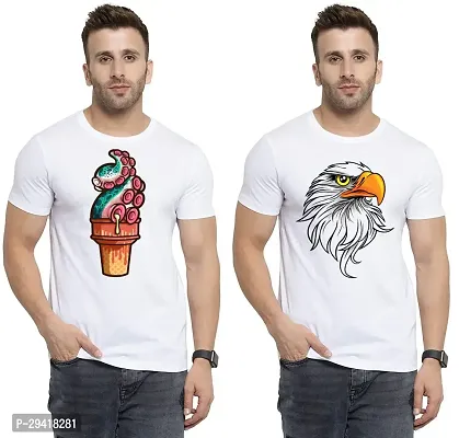 Stylish White Polycotton T-Shirt For Men Pack Of 2-thumb0