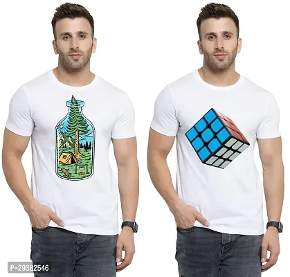 Reliable White Polycotton Printed T-Shirt For Men Pack Of 2-thumb0