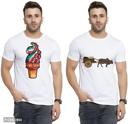 Stylish White Polycotton T-Shirt For Men Pack Of 2-thumb0