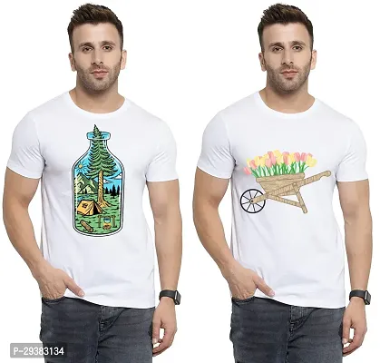 Reliable White Polycotton Printed T-Shirt For Men Pack Of 2-thumb0