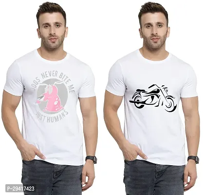 Comfortable White Polycotton Tees For Men Pack Of 2