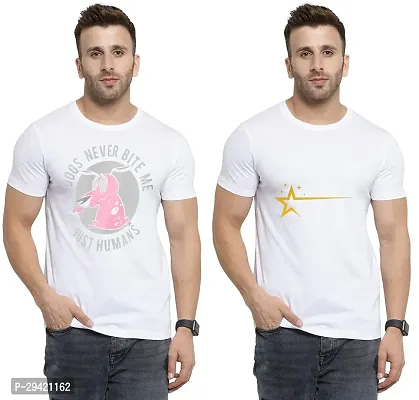 Stylish White Polycotton T-Shirt For Men Pack Of 2-thumb0