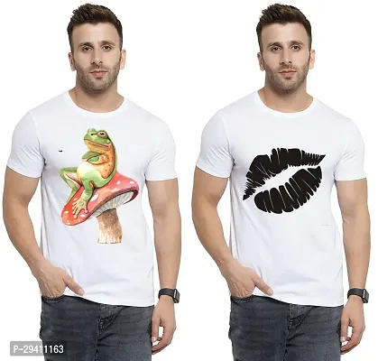 Comfortable White Polycotton Tees For Men Pack Of 2