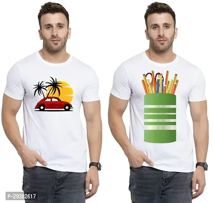 Reliable White Polycotton Printed T-Shirt For Men Pack Of 2-thumb0