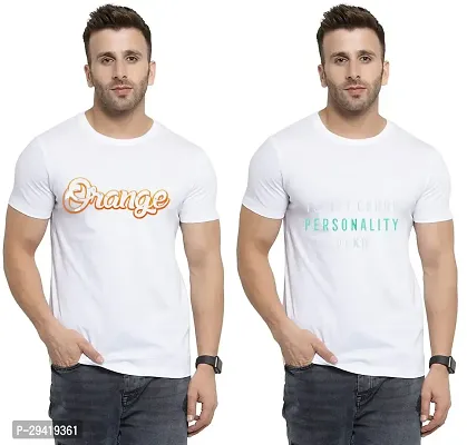 Stylish White Polycotton T-Shirt For Men Pack Of 2-thumb0