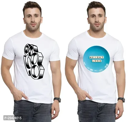 Stylish White Polycotton T-Shirt For Men Pack Of 2-thumb0