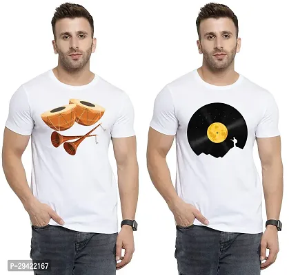 Stylish White Polycotton T-Shirt For Men Pack Of 2