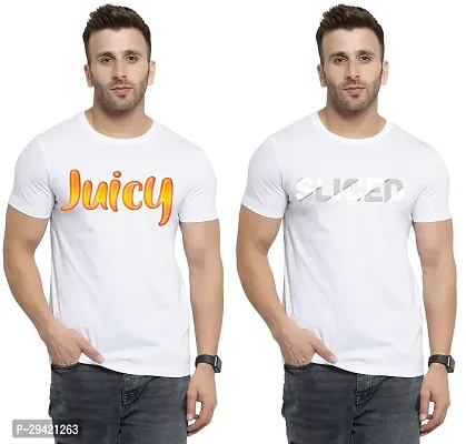 Stylish White Polycotton T-Shirt For Men Pack Of 2-thumb0