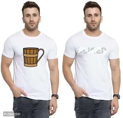 Stylish White Polycotton T-Shirt For Men Pack Of 2-thumb0