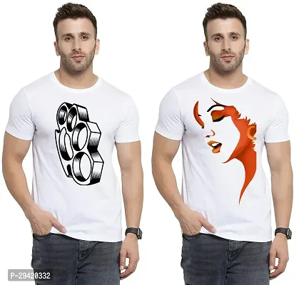 Stylish White Polycotton T-Shirt For Men Pack Of 2-thumb0