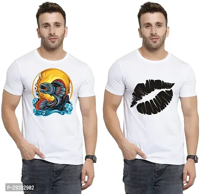 Reliable White Polycotton Printed T-Shirt For Men Pack Of 2-thumb0