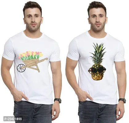 Stylish White Polycotton T-Shirt For Men Pack Of 2