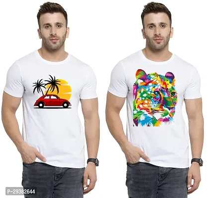 Reliable White Polycotton Printed T-Shirt For Men Pack Of 2-thumb0