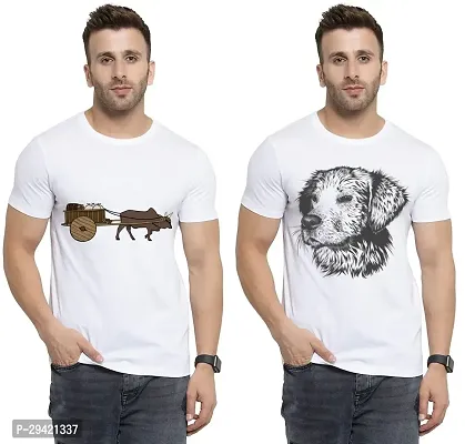 Stylish White Polycotton T-Shirt For Men Pack Of 2-thumb0