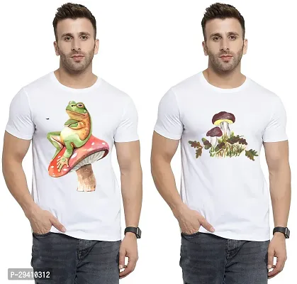 Comfortable White Polycotton Tees For Men Pack Of 2