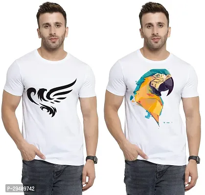 Comfortable White Polycotton Tees For Men Pack Of 2