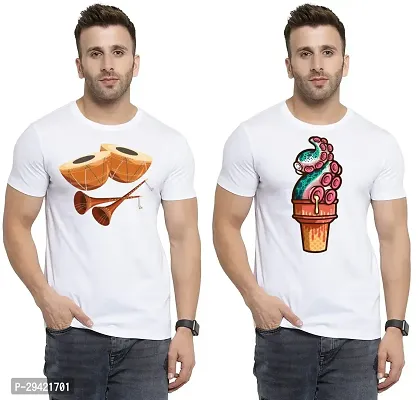 Stylish White Polycotton T-Shirt For Men Pack Of 2