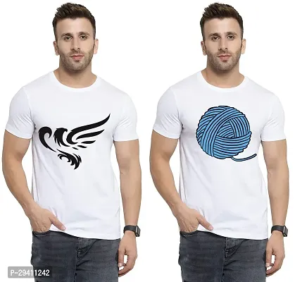 Comfortable White Polycotton Tees For Men Pack Of 2