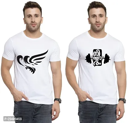 Comfortable White Polycotton Tees For Men Pack Of 2