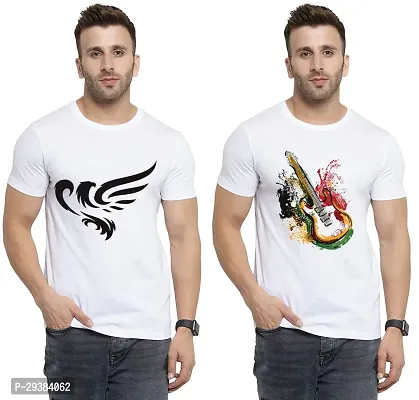 Reliable White Polycotton Printed T-Shirt For Men Pack Of 2-thumb0