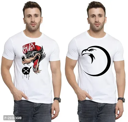 Reliable White Polycotton Printed T-Shirt For Men Pack Of 2-thumb0