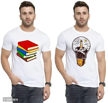 Stylish White Polycotton T-Shirt For Men Pack Of 2-thumb0