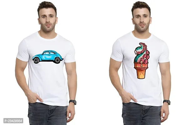 Stylish White Polycotton T-Shirt For Men Pack Of 2