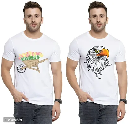 Stylish White Polycotton T-Shirt For Men Pack Of 2