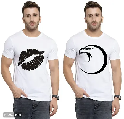 Stylish White Polycotton T-Shirt For Men Pack Of 2