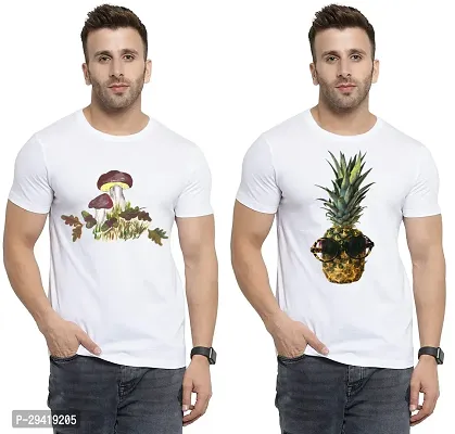 Stylish White Polycotton T-Shirt For Men Pack Of 2-thumb0