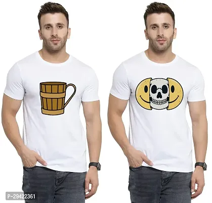 Stylish White Polycotton T-Shirt For Men Pack Of 2-thumb0