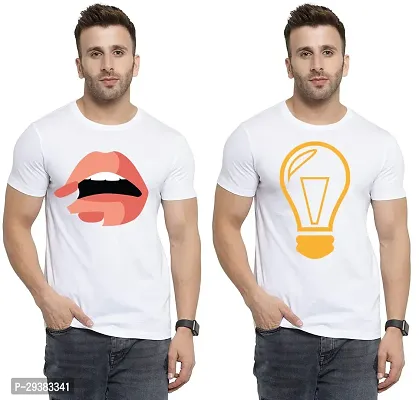 Reliable White Polycotton Printed T-Shirt For Men Pack Of 2-thumb0