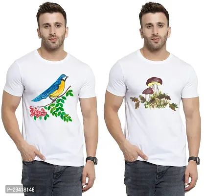 Comfortable White Polycotton Tees For Men Pack Of 2