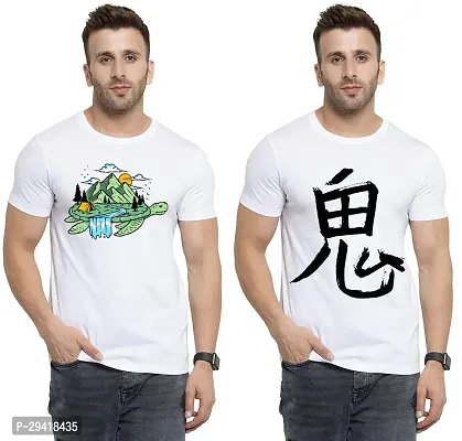 Comfortable White Polycotton Tees For Men Pack Of 2