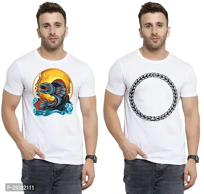 Reliable White Polycotton Printed T-Shirt For Men Pack Of 2-thumb0