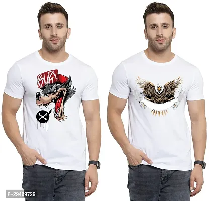 Comfortable White Polycotton Tees For Men Pack Of 2