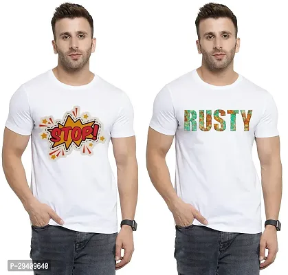 Comfortable White Polycotton Tees For Men Pack Of 2