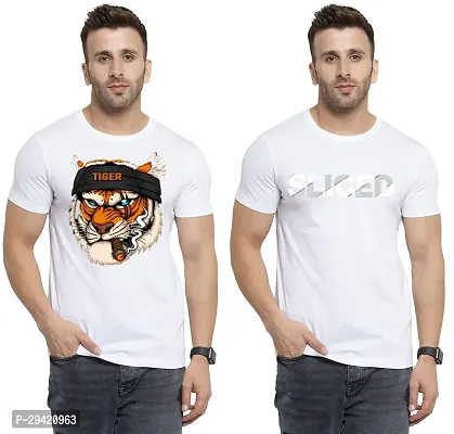 Stylish White Polycotton T-Shirt For Men Pack Of 2-thumb0