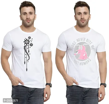 Reliable White Polycotton Printed T-Shirt For Men Pack Of 2-thumb0